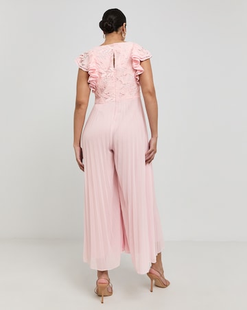 Joanna Hope Lace Frill Sleeve Pleated Jumpsuit
