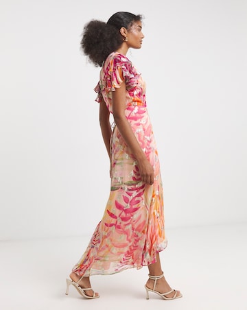 Hope & Ivy Ulla Frill Sleeve Wrap Maxi Dress