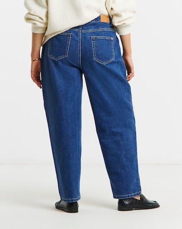 Mid Wash Tie Front Barrel Leg Jeans