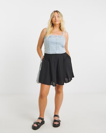 Simply Be Light Wash Diamante Pinstripe Denim Corset