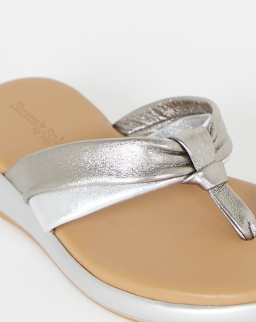 Valencia Leather Toe Post Low Wedge Sandals - Wide Fit (E)