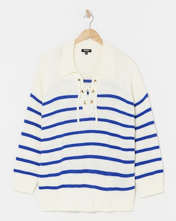 Nautical Stripe Tie Neck Jumper