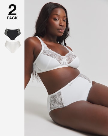 Pretty Secrets (2 Pack) Ella Lace Brief Knickers Black/White