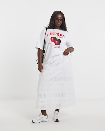Simply Be White Boho Broderie Full Midaxi Skirt
