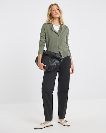 Eversoft Khaki Crew Neck Cardigan