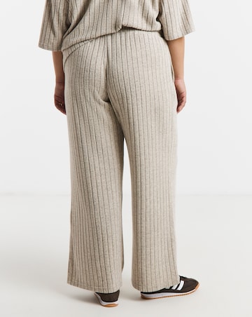 Oatmeal Marl Cut & Sew Wide Rib Wide Leg Joggers