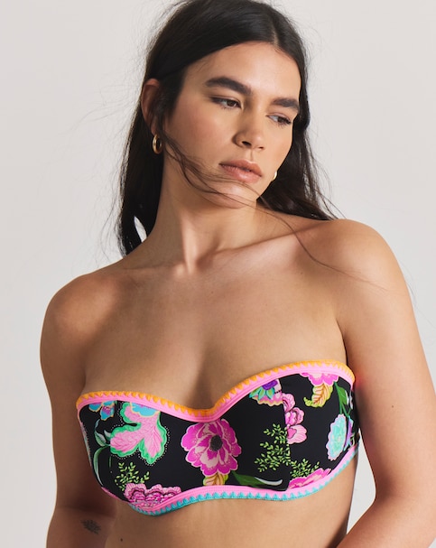 Figleaves Bandeau Underwired Bikini Top Floral Print