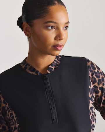 Sports Swim Rash Guard Black/Leopard