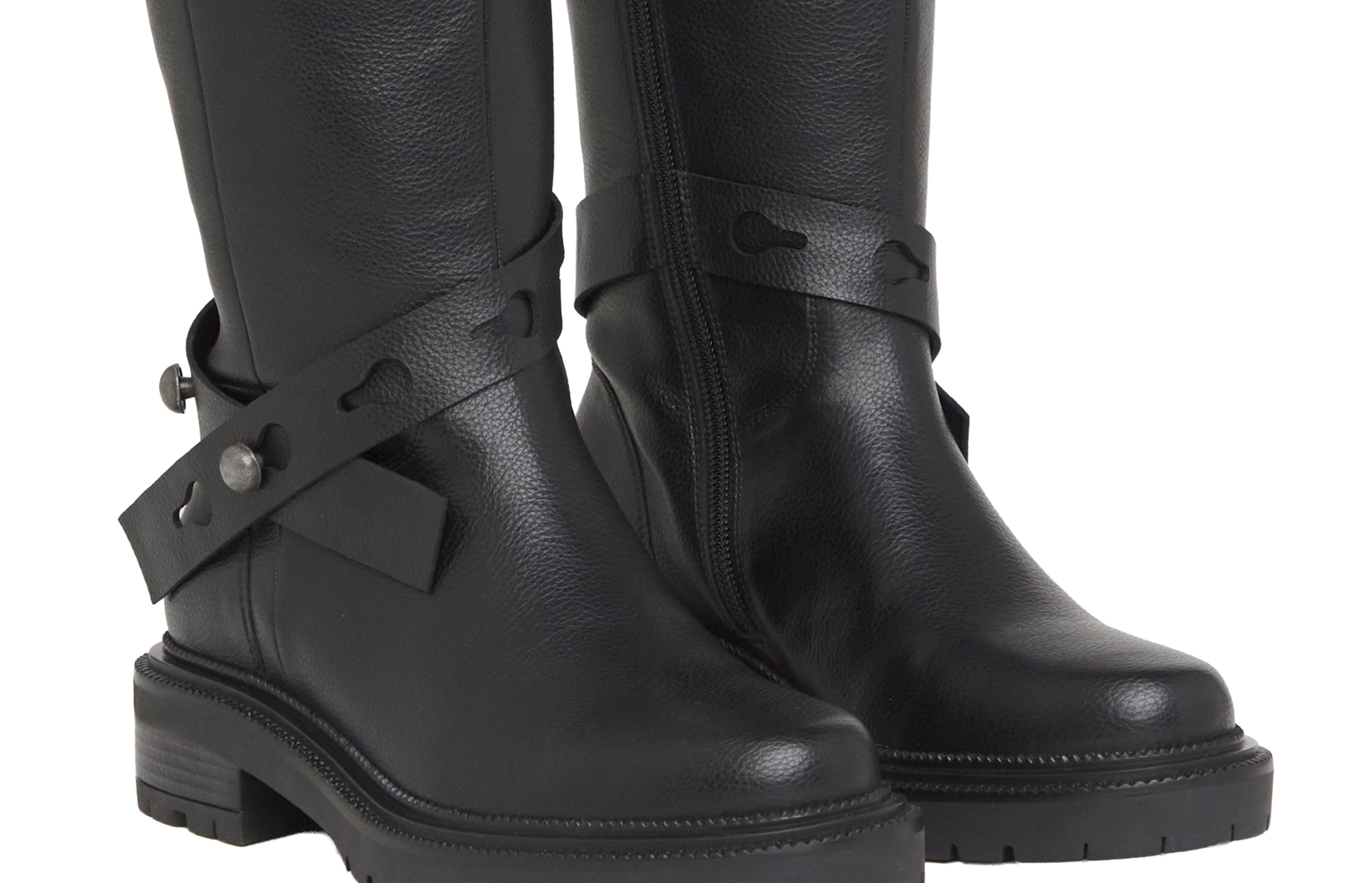 Black boots with buckle detail