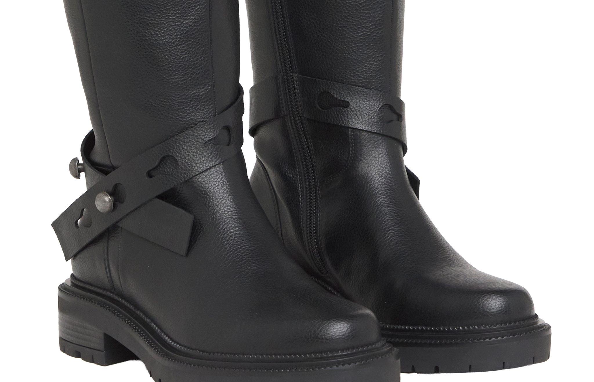 Black boots with buckle detail