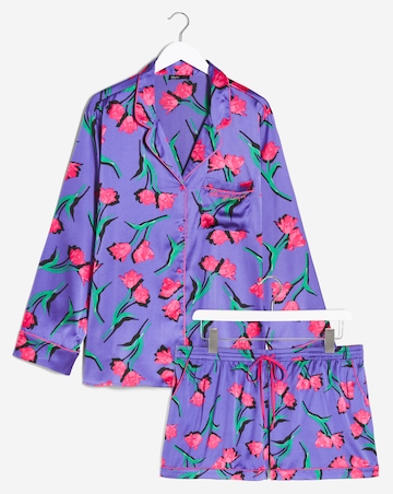 Nobodys Child Satin Revere Long Sleeve Shortie PJ Set