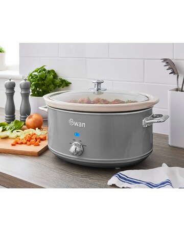 Swan 6.5L Slow Cooker - Retro Grey
