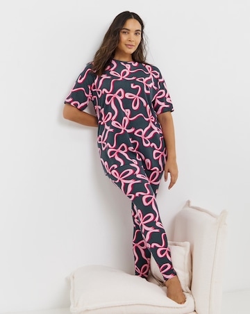 Simply Be (2 Pack) Value Bow Print Legging Pyjama Sets