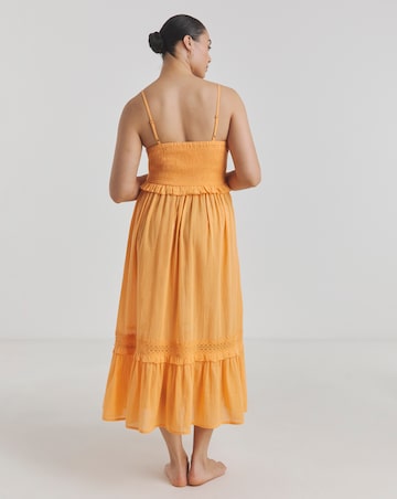 Figleaves Cotton Shirred Maxi Beach Dress