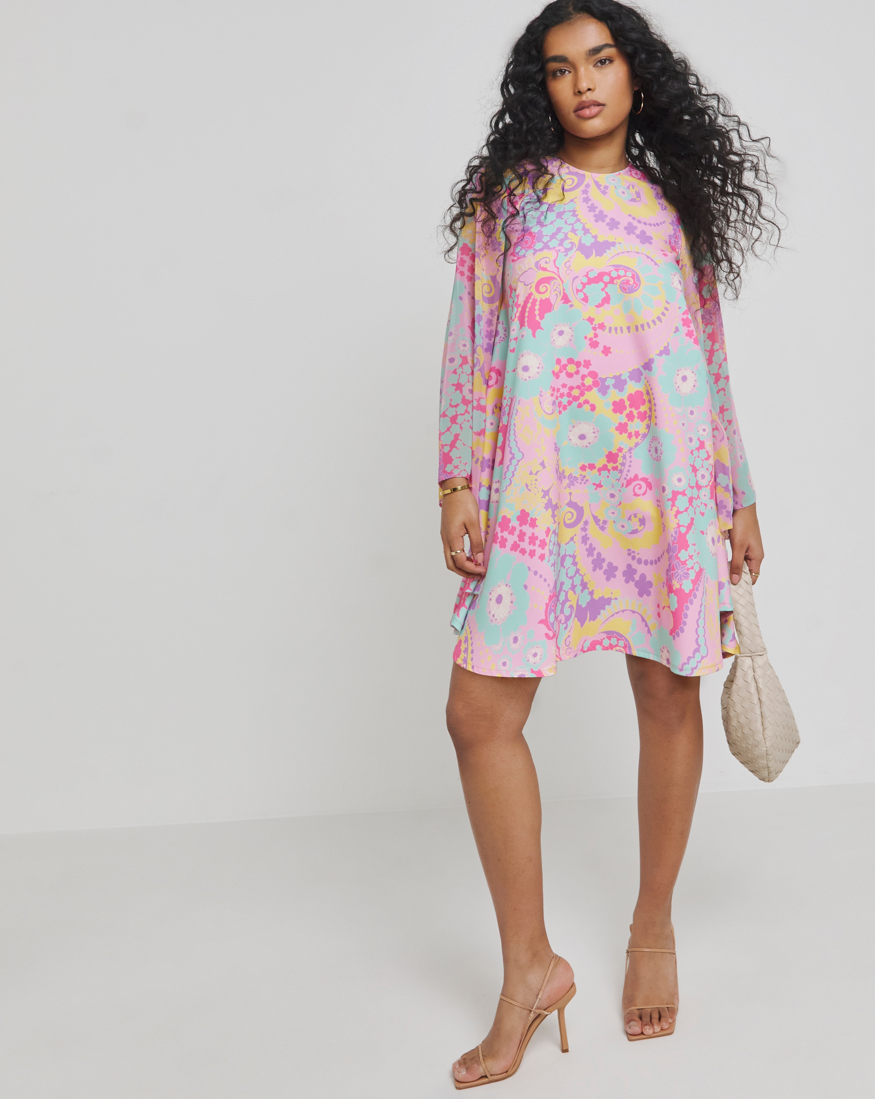 ワンピース I AM MARI Premium tweed coloring flare dress 4BNY449 Mariana dress - light blue - Horsefeathers