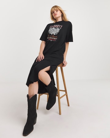 Black Rock Graphic Maxi T-Shirt Dress With Side Split