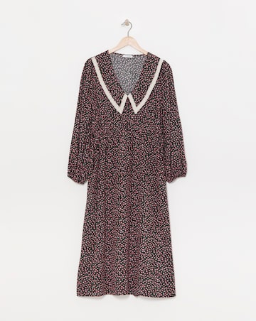 Ditsy Floral Printed Collared Midaxi Dress