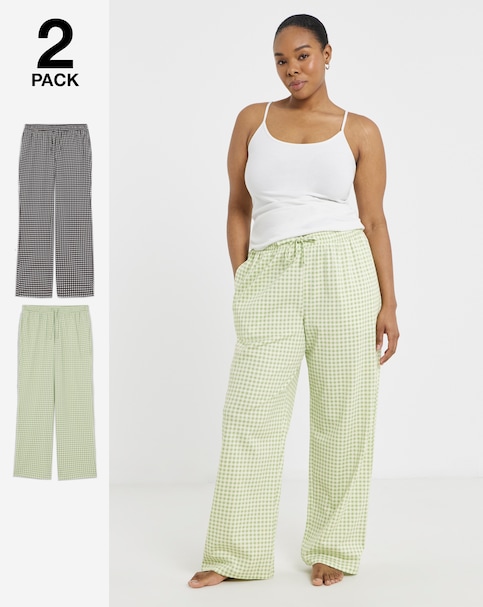 Pretty Secrets (2 Pack) Gingham Cotton Pyjama Bottoms