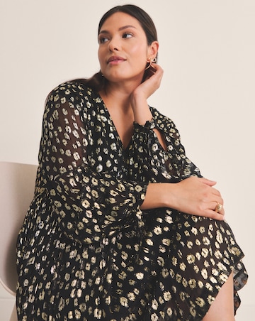Gold Animal Jacquard Smock Dress
