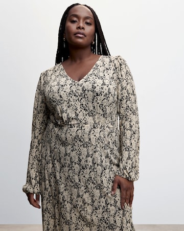 Mango Pomo V Neck Midi Dress