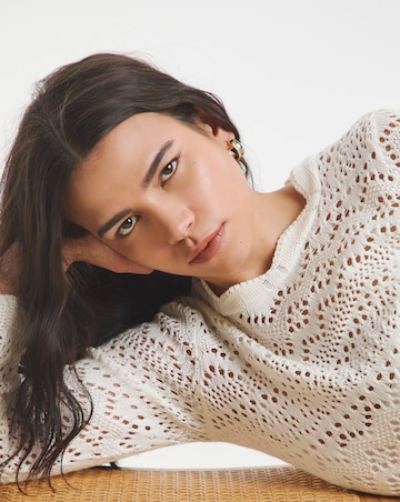 Ivory Crochet Look Jumper