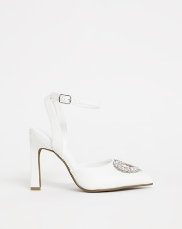 Amelia Heart Trim Heeled Court Shoes Wide Fit