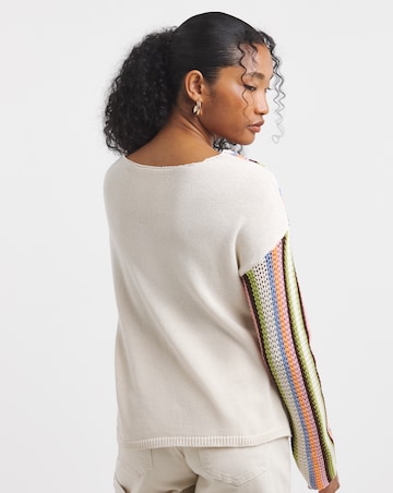 Native Youth Multi Stripe Cut Out Detail Knitted Top