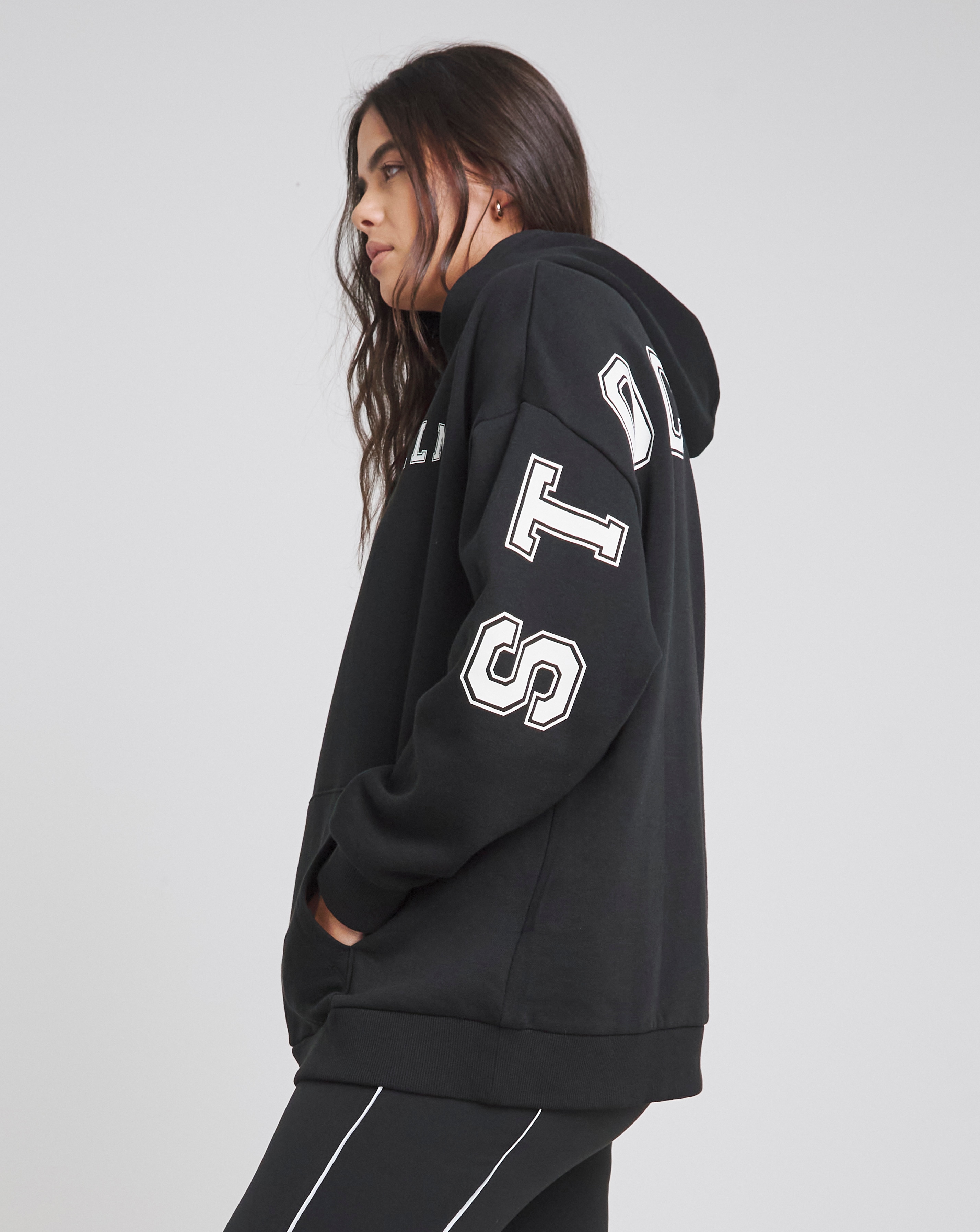 Simply Be Black Stockholm Graphic Hoodie | Simply Be