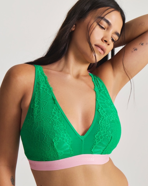 Lemonade Dolls Synergy Lace Fuller Cup Bralette (DD-G) Emerald/Pink