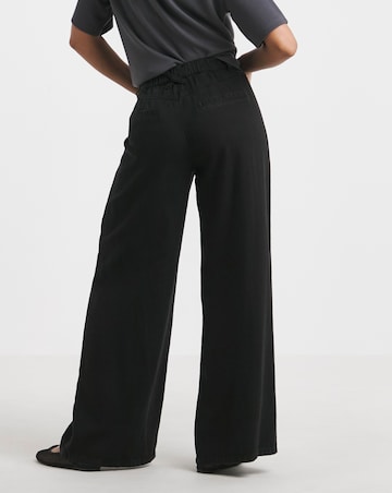 Black Draped Lyocell Wide Leg Jeans