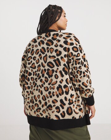 Animal Pattern Edge to Edge Volume Sleeve Cardigan