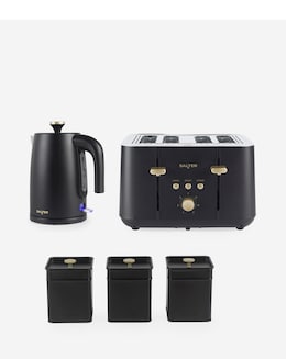 Salter Alchemy Black Kettle, Toaster &amp; Canister Bundle