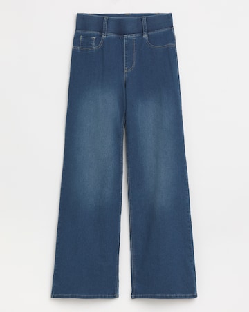 Mid Wash Wide Leg Pull On Jegging