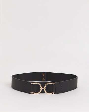 Black Lined Buckle Waist Stretch Belt