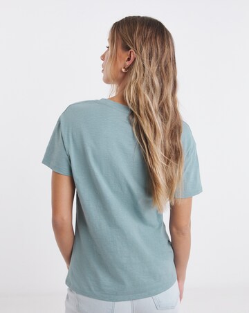 Green Slub V Neck T-Shirt | Simply Be
