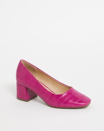 Block Heel Court Shoe - Wide Fit (E)