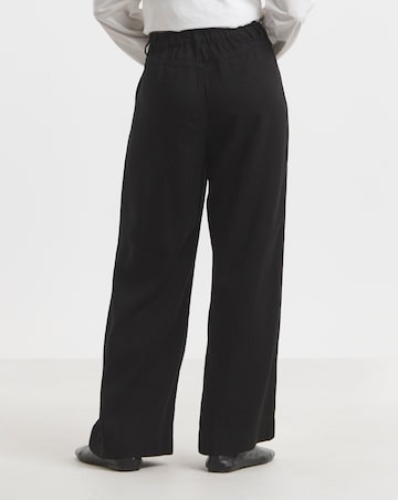 Simply Be Black Lyocell Pleat Detail Wide Leg Jeans