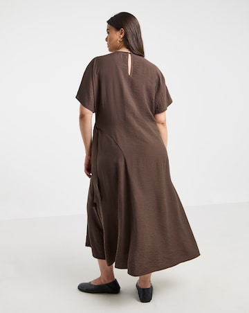 Simply Be Chocolate Side Tie Fit & Flare Midi Dress