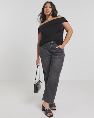 Simply Be Black Slinky Bardot Top