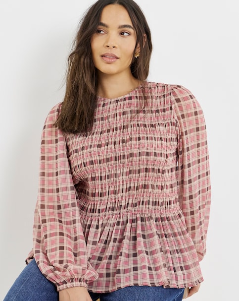 Puff Sleeve Shirred Top