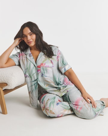 Figleaves Viscose Linen Blend Revere Pyjama Set