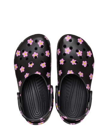 Crocs Black/Pink Classic Flower Clog - Standard Fit