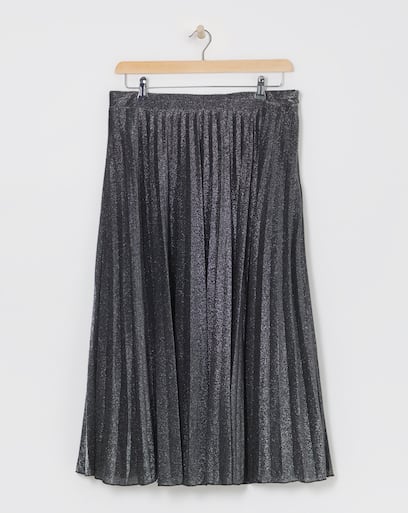Joanna Hope Pleated Silver Glitter Skirt Simply Be