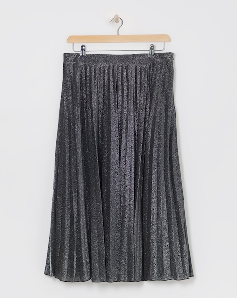 Joanna Hope Pleated Silver Glitter Skirt