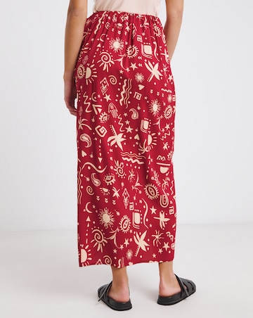 Simply Be Red Print Spun Viscose Wrap Midaxi Skirt