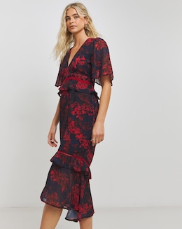 Hope &amp; Ivy Cut Out Back Neck Vee Neck Dress