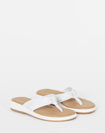 Valencia Leather Toe Post Low Wedge Sandals - Wide Fit (E)