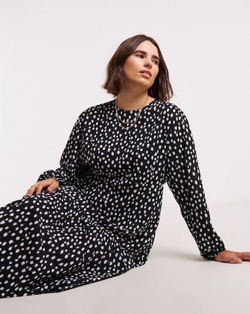 Simply Be Spot Print Drop Waist Cinch Detail Midi Dress