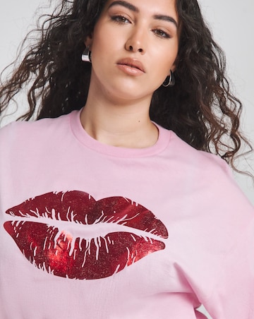 Simply Be Pink Foil Lips T-Shirt