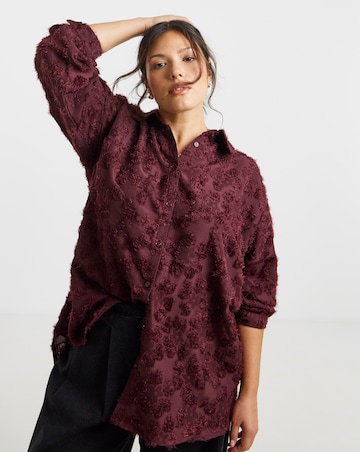 Simply Be Burgundy Fluffy Textured Shirt